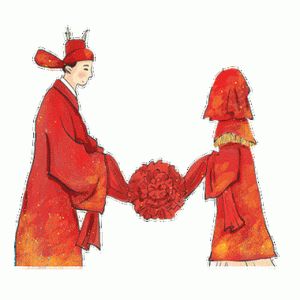夫妻对拜图片高清卡通_婚庆贺卡趣味卡通图，表情包素材，喜庆或古风可选