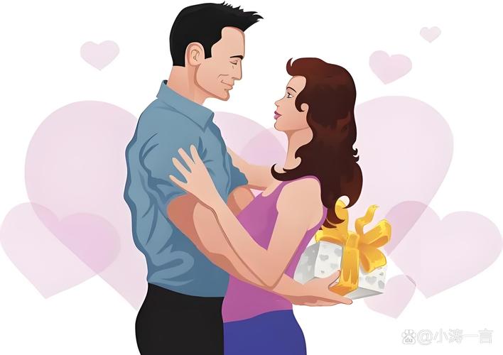 夫妻漫画情感图片_夫妻沙发上看电视超恩爱，线条简单颜色亮，婚礼纪念日装饰好选择