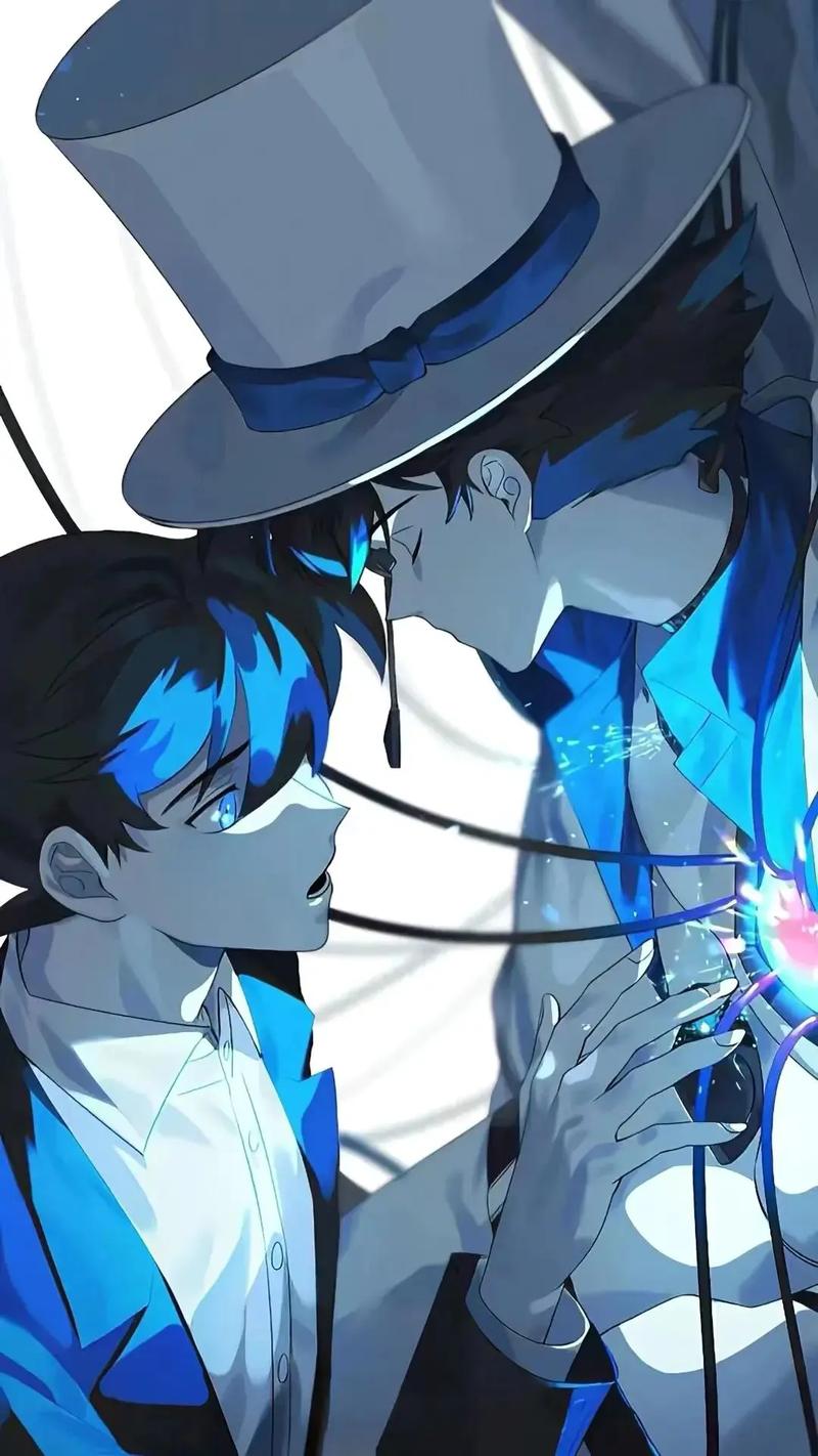 怪盗基德和工藤新一cp漫画图_柯南基德亲昵同框，动漫CP手机壁纸