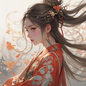 女漫画人物图片古风_汉服凤凰狐元素海报壁纸头像