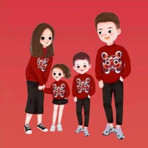 一家四口一儿一女微信头像_四口之家用卡通微信头像，温馨可爱显和睦？