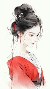 唯美古风手绘女子图片_优雅持酒壶挂剑，神秘安静，适合网页杂志壁纸