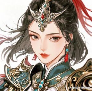 持剑古风女将军头像_飒爽女将军，盔甲宝剑显英姿，酷炫神秘，游戏小说桌面皆宜