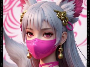 古风面具狐妖少女图片_古风狐妖面具画，美，适合做背景，神秘东方范儿